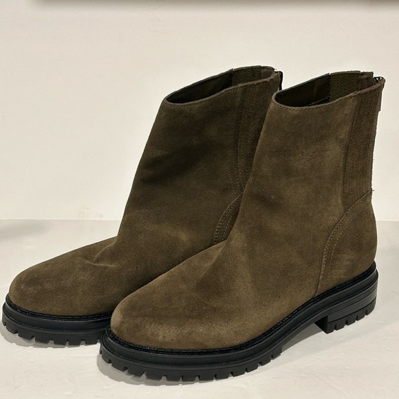 Calvin Klein Womens Greg Suede Solid Block Heel Mid-Calf Boots Olive Green - Picture 1 of 8